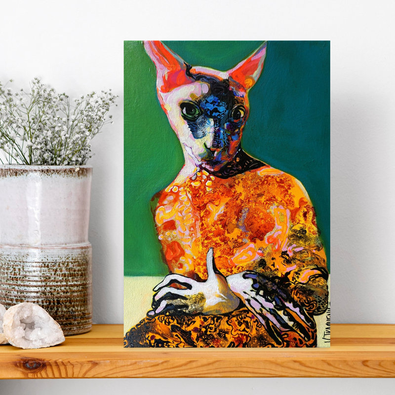 Contemporary Art Contemporary Cat Portrait Wall Art by Victor Tkachenko - Wrapped Canvas Print, 30.48 cm H x 20.32 cm W