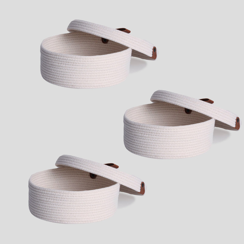 Ebern Designs Cotton Decorative Basket, Ecru