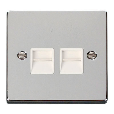 Polished Chrome Master Telephone Twin Socket