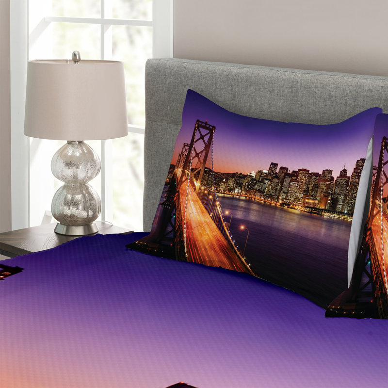 No Pattern Bedspread with Pillow Shams, 220 x 264 cm