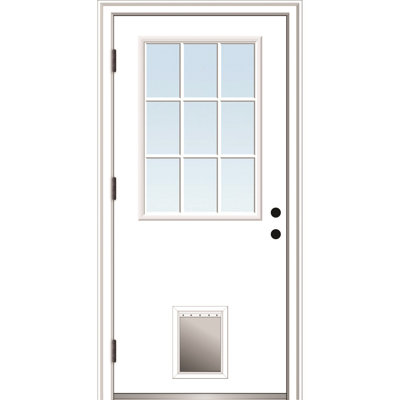 Clear Glass 80'' Flush Steel Front Entry Doors