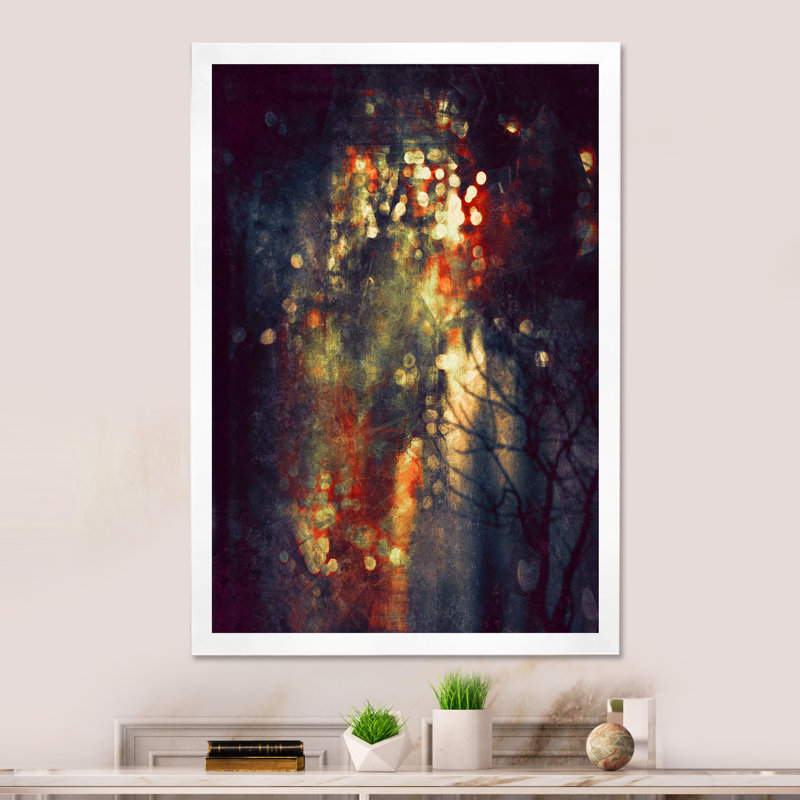 «Grunge Yellowbokeh», reproduction d'art sur toile, H 32 po x l 16 po x P 1 po, Cadre photo blanc