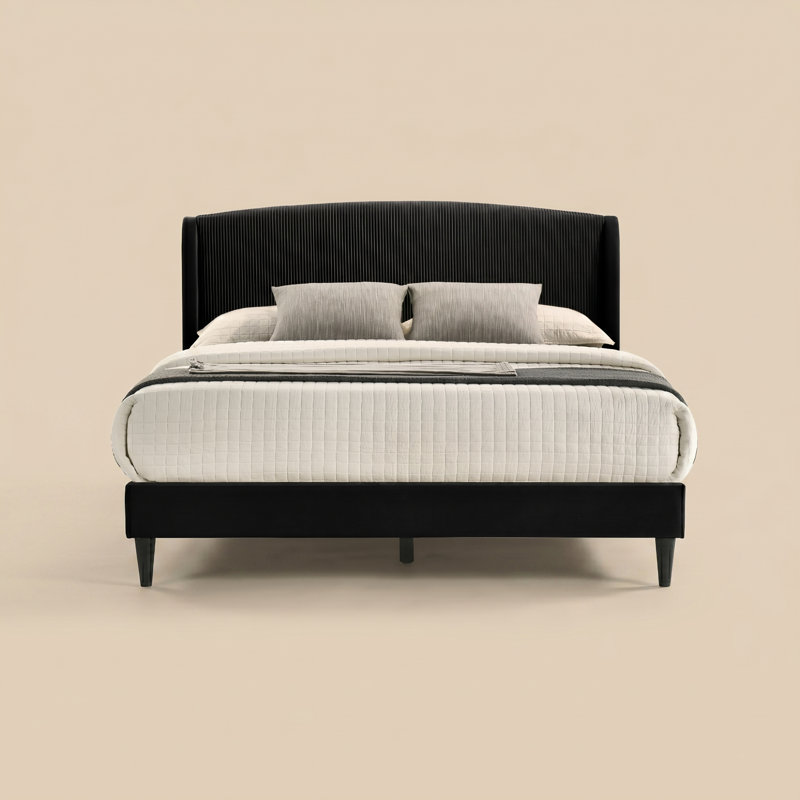 Ensemble de chambre Kizzy 2 pièces, Black/White, 2 Pcs: Bed, Nightstand, King