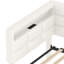 Lit de jour simple avec lumières à DEL, station de charge et 2 tiroirs - Revêtement en lin beige pour une tête de lit avec rangement confortable, tiroirs, lit intégré