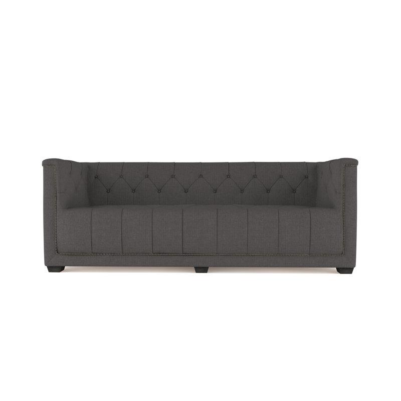 Velvet Sofa, Chocolate Genuine Leather, 84"