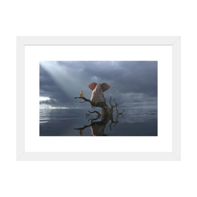 «Elephant and Dog Are Sitting on a Tree in Flood II» par Mike Kyiv - reproduction d'art