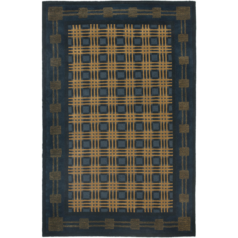 Simryn Hand Tufted Wool Pile Geometric Rug, Rectangle 4' x 6'