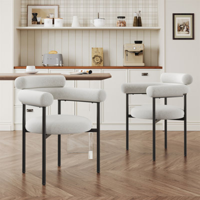 Chaises de salle à manger rembourrées Mid-Century avec pieds en métal