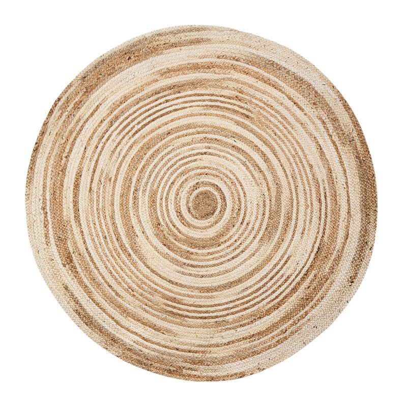 Round Dash Abstract Jute / Sisal Hand Woven Area Rug, Round 183cm