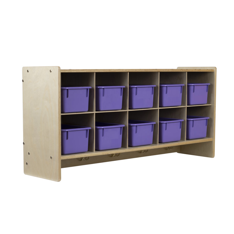 Casier en bois massif 10 compartiments, Mauve
