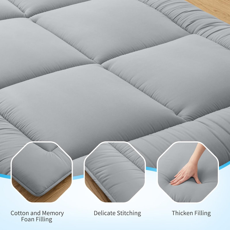 Japanese Futon Mattress,Floor Mattress Thicken Sleeping Mattress Foldable & Portable Roll Up Camping Mattress,Grey, Queen