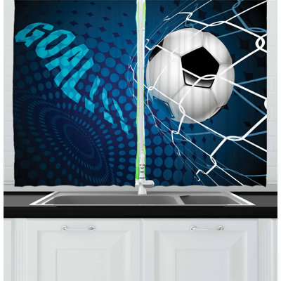 Soccer Tailored Kitchen Curtain