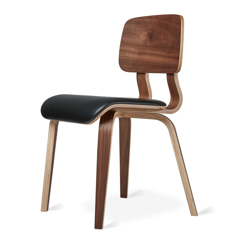 Cardinal Dining Chair, Walnut/Moto Black Leather