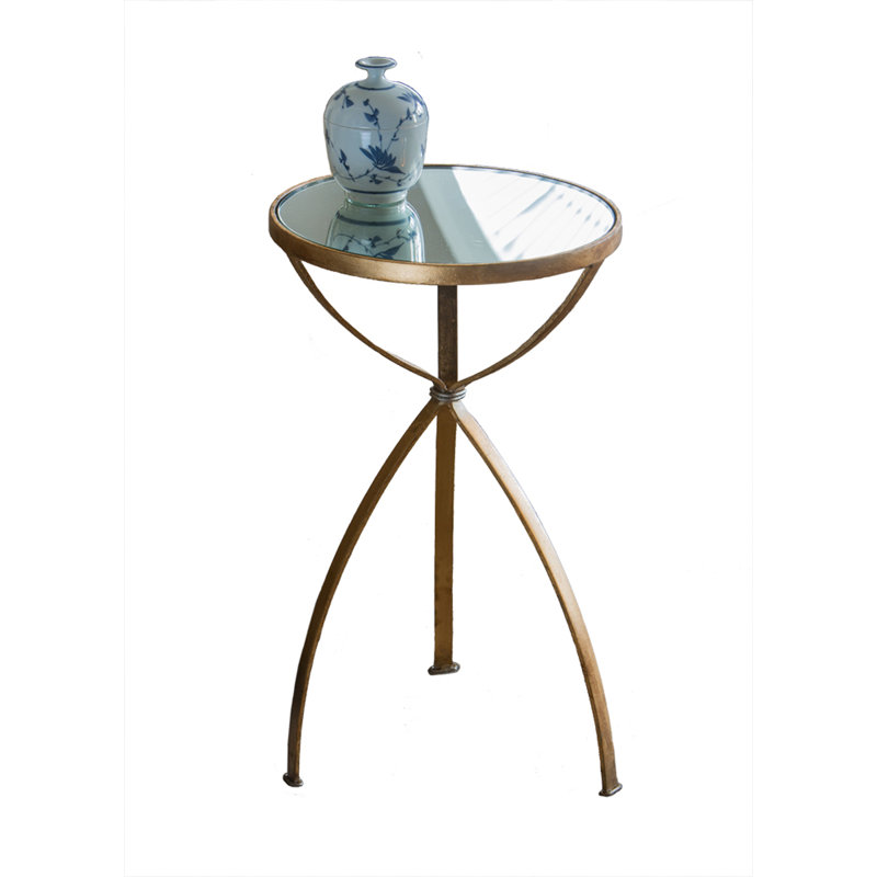 Mirrored Glass Top End Table