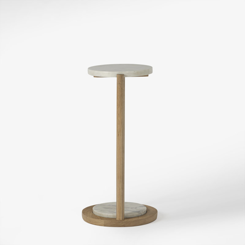 Kamba Genuine Marble End Table, White