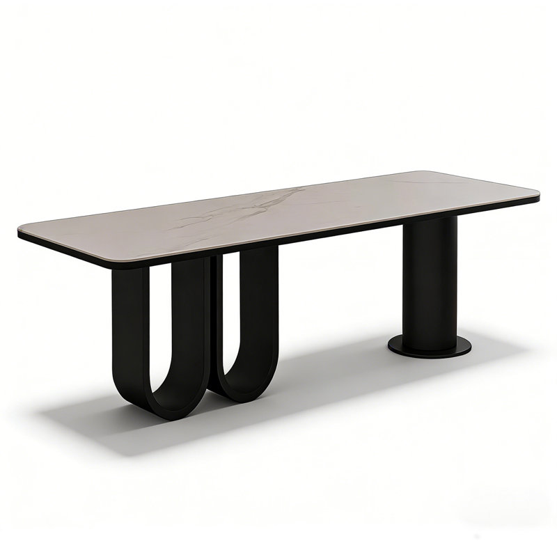 Sintered Stone Top Desk with Iron Frame, 29.5" H x 78.7" W x 31.5" D