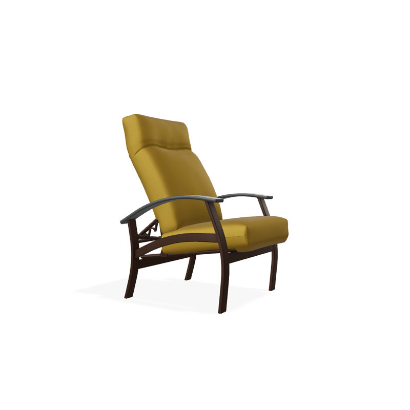 Chaise de patio inclinable avec coussins Askar, Jaune 43A, Kona texturé, Graphite classique P30