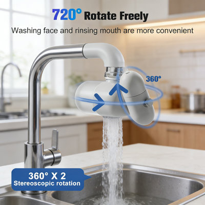 Filtre à eau multifonctionnel pour robinet de cuisine et de salle de bain avec 4 modes - élimination du chlore à 99,9%, améliore l'hydratation de la peau, comprend 2 filtres et 7 adaptateurs pour une compatibilité universelle avec les robinets