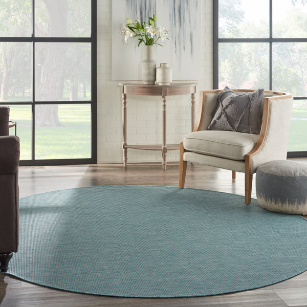 Beachcrest Home Ethelinde Flatweave Aqua Blue Indoor/Outdoor Area Rug ...