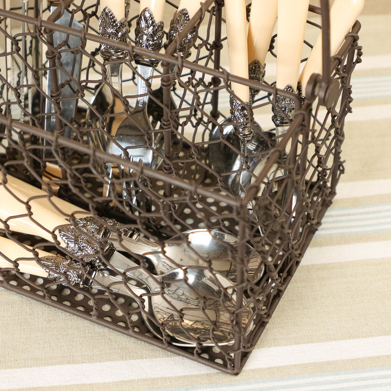 Metal Flatware Caddy, Brown