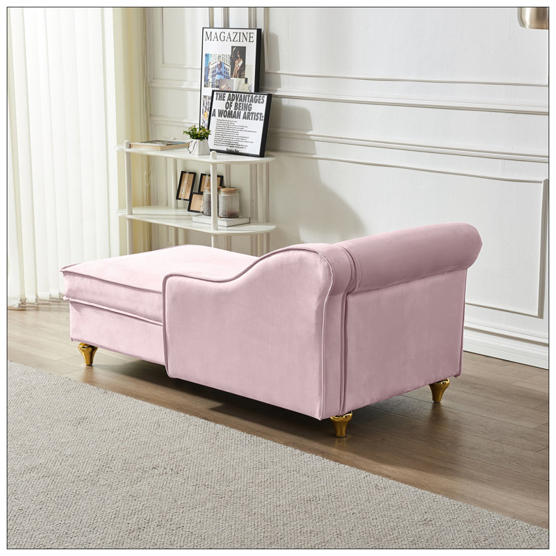 Chaise longue moderne avec revêtement en velours, Rose