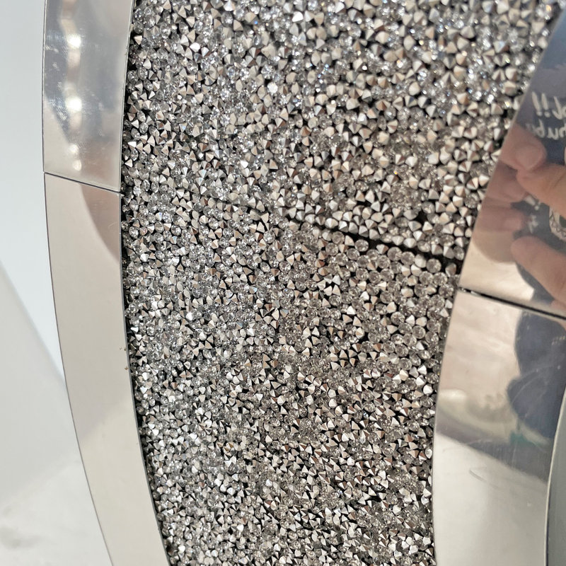 Console à miroir en forme de O avec base en cristal pour le couloir et le salon | Idée de cadeau, Argent