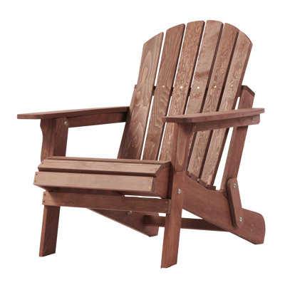 Oversize Wooden Outdoor Folding Adirondack Chair With Pre-Assembled Backrest & Seatboard (Excluding The Table)