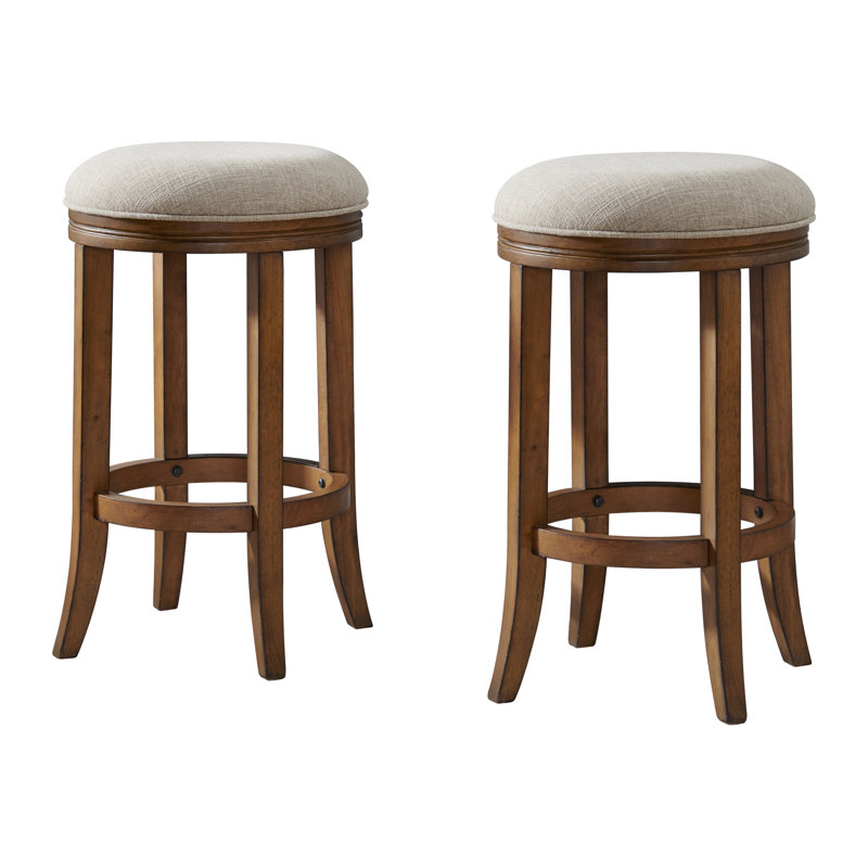 Natick Upholstered Counter Stool with Solid Wood Frame, Beige/ Brown, 2, Counter Stool (25.5'' Seat Height)