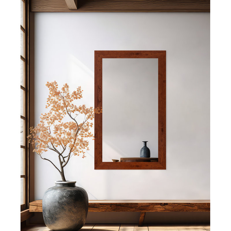 Gartha Engineered Wood Flat Wall Mirror, 33" x 60", Dark Walnut