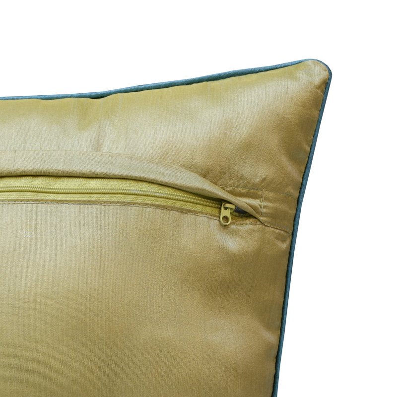 Housse et insert de coussin décoratif carré en mélange de polyester , Polyester, Vert / feuilles jaunes