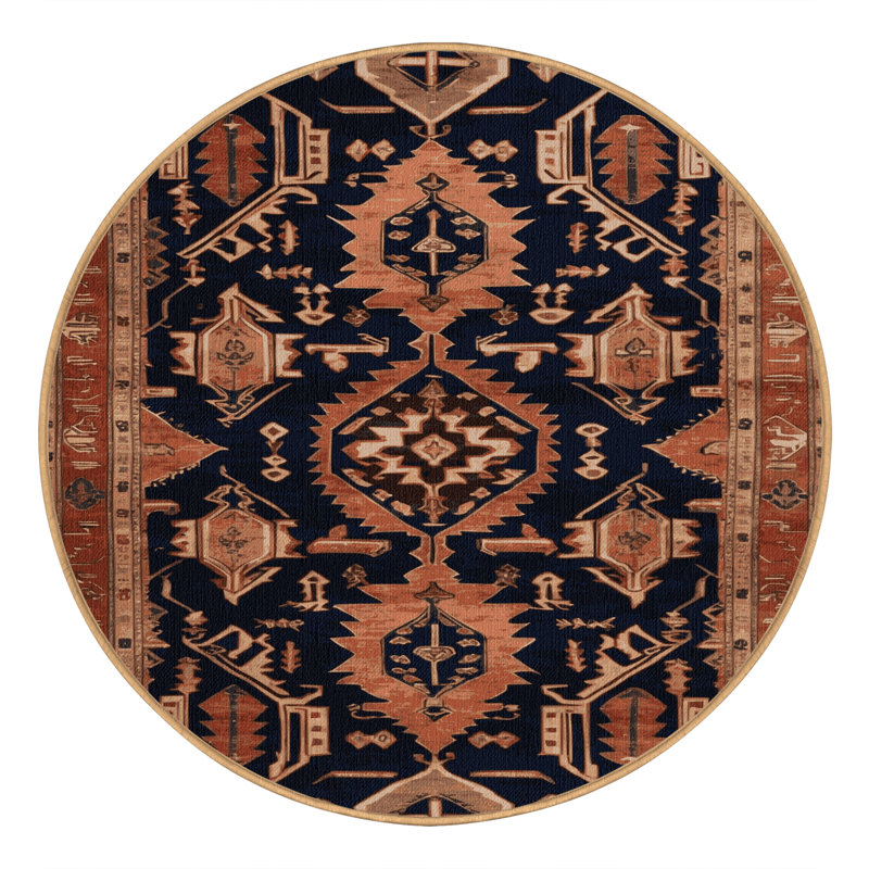 Tapis brun lavable à la machine, Rond 5 pi