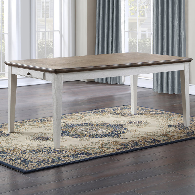 72-Inch Two-Tone Brown and White Wood Dining Table