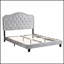 Lit plateforme capitonné à boutons avec lumières DEL et support en lattes de bois massif, assemblage facile, velours gris clair-391736405