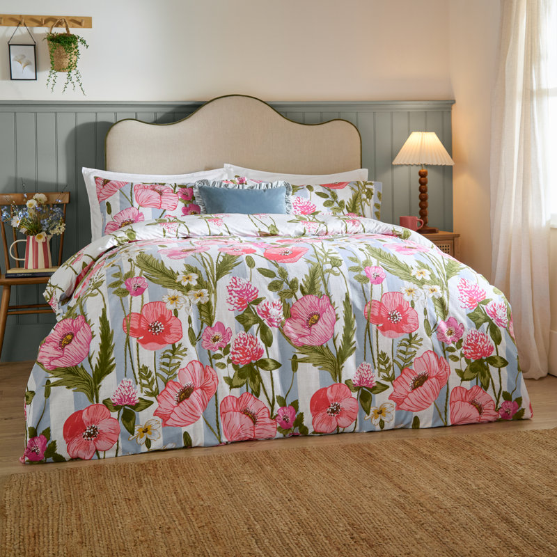 Poppy Trail Floral Duvet Cover Set with Pillowcases Included, Super King Duvet Cover + 2 Standard Pillowcases