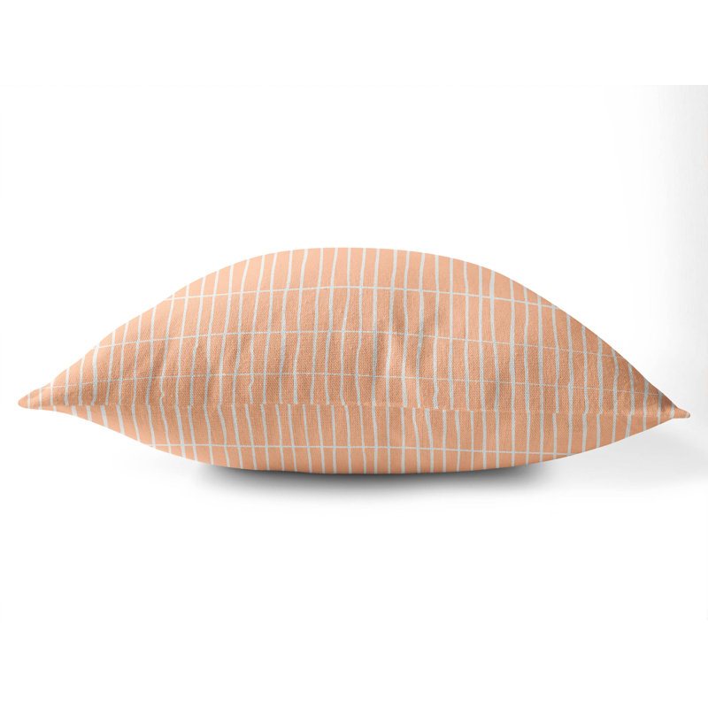 Coussin Snow Fence, Pêche / géométrique orange, H 26 po x l 26 po