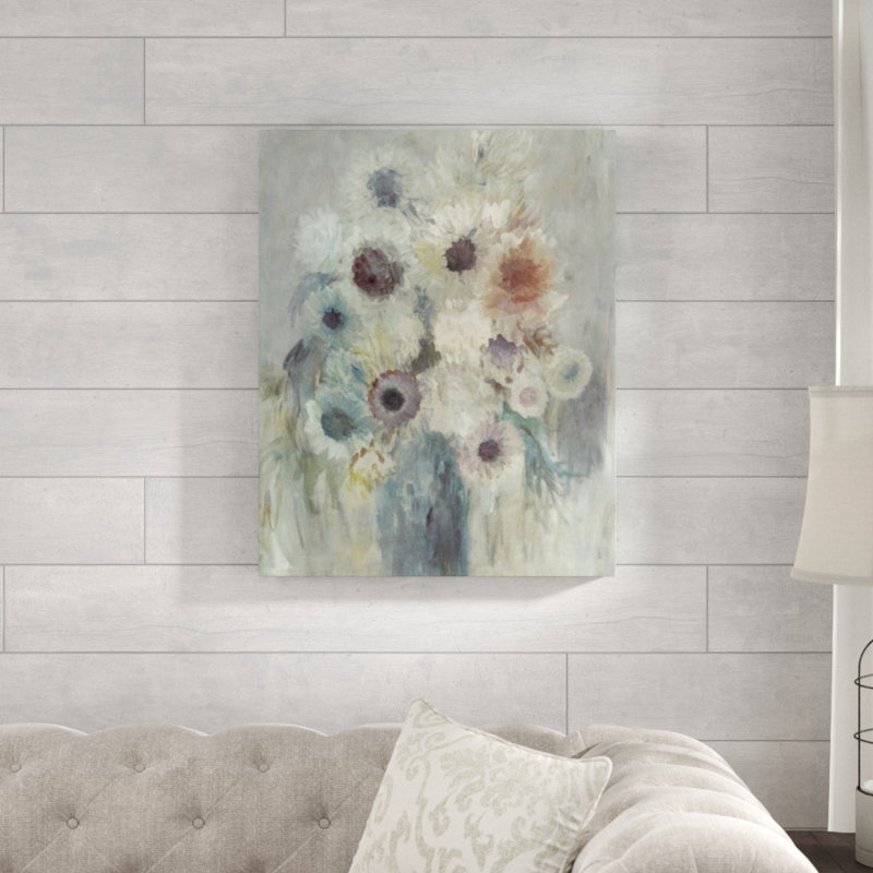 Fleurs neutres par Elle Youngstrom - Peinture, Couche de verre, H 30 po x l 24 po x 1,5 po