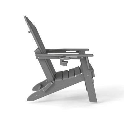 Set of 2 Folding HDPE Adirondack Chairs with Dual Cup Holders – All-Weather Outdoor Patio Seating