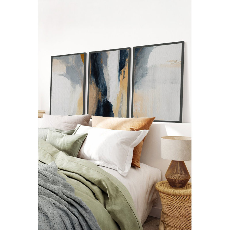 Élégante peinture décorative en panneau de fibres à densité moyenne (3 pièces), 19,7 po x 27,6 po chacune | 100% panneau de fibres à densité moyenne avec une épaisseur de 0,1 pouce, structure en bois massif (épaisseur: 1,0 pouce) | Parfait pour le salon, la chambre à coucher et le bureau