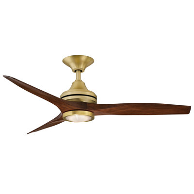 Spitfire 48 inch Indoor/Outdoor Ceiling Fan with LED Light Kit - Brushed Satin Brass with Whiskey Wood Blades