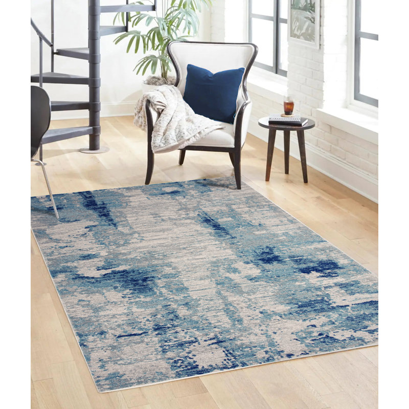 Glosco Abstract Area Rug, Rectangle 200 x 290 cm, Blue