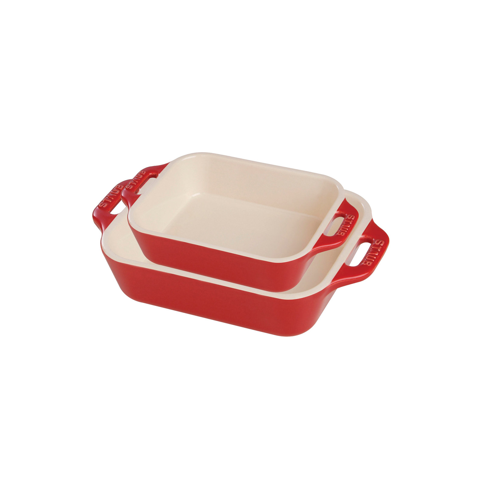 Ceramique Rectangular Baking Dish Set 2 Piece, Cherry