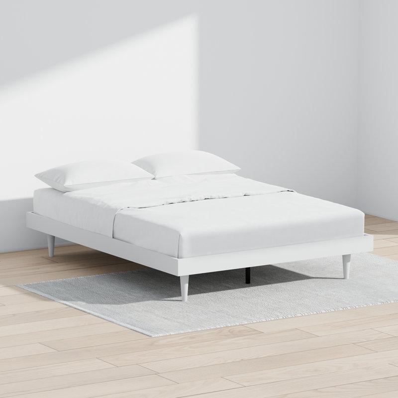 Wojcik Modern Wooden Bed Frame, White, Queen