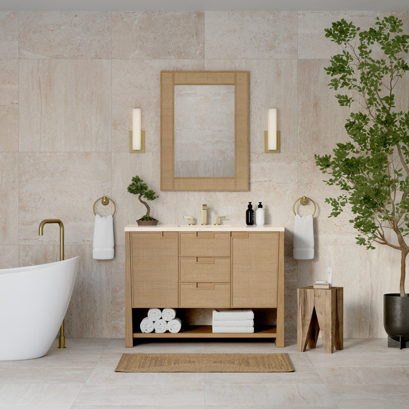 Solene 48'' W Single Vanity, White Zeus Quartz, Widespread