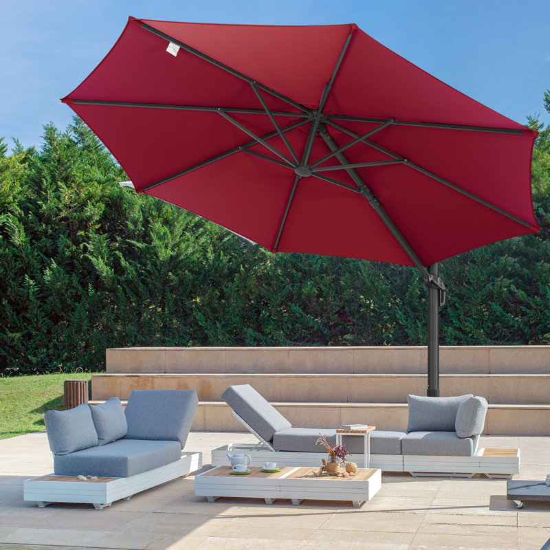 Parasol en porte-à-faux décalé 10 pi x 10 pi Premium, rotation à 360 ° et UPF50 +, Rouge