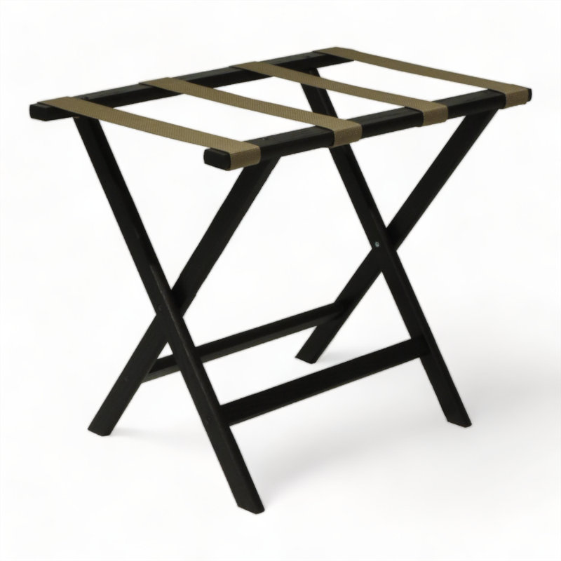 Porte-bagages pliable en bois, Brun clair, Noir