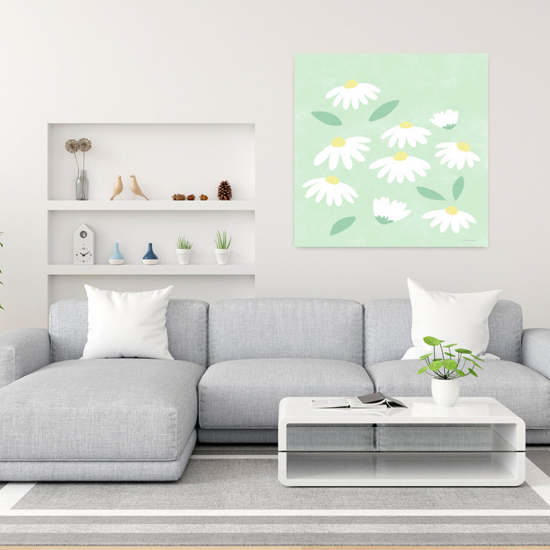 Marguerites, art abstrait de marguerite contemporaine, H 36 po x l 36 po