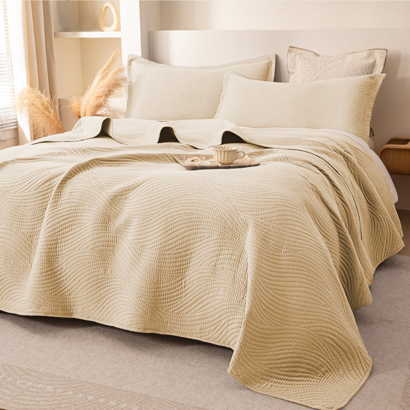Ensemble de couvre-lit 3 pièces XAKING - Ensemble de courtepointe légère en microfibre réversible et respirante avec 2 taies décoratives