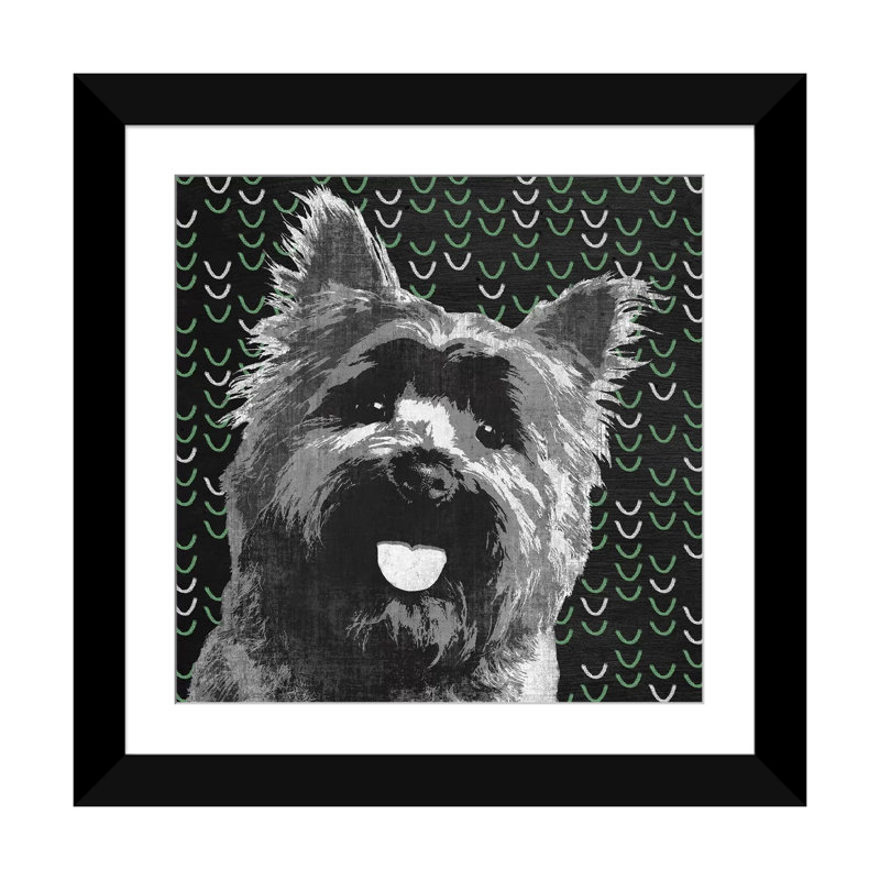 « yorkie », impression sur toile, Blanc, H 16 po x l 16 po x P 1 po, Papier d'art encadré noir