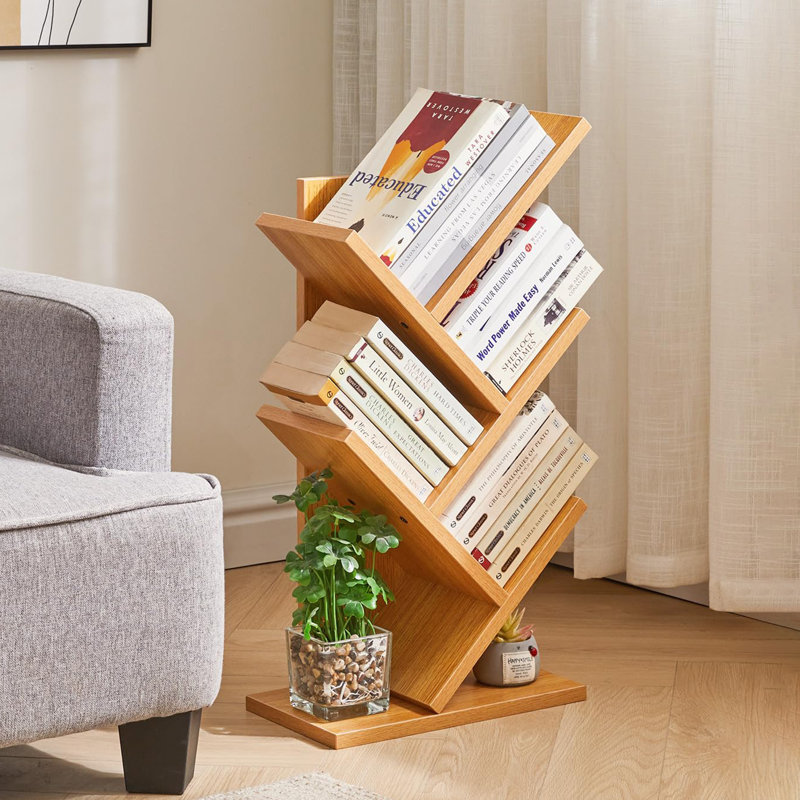 60cm H x 30cm W Geometric Bookcase, Natural