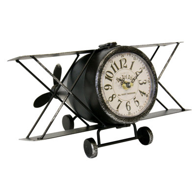 Horloge de table en métal avion
